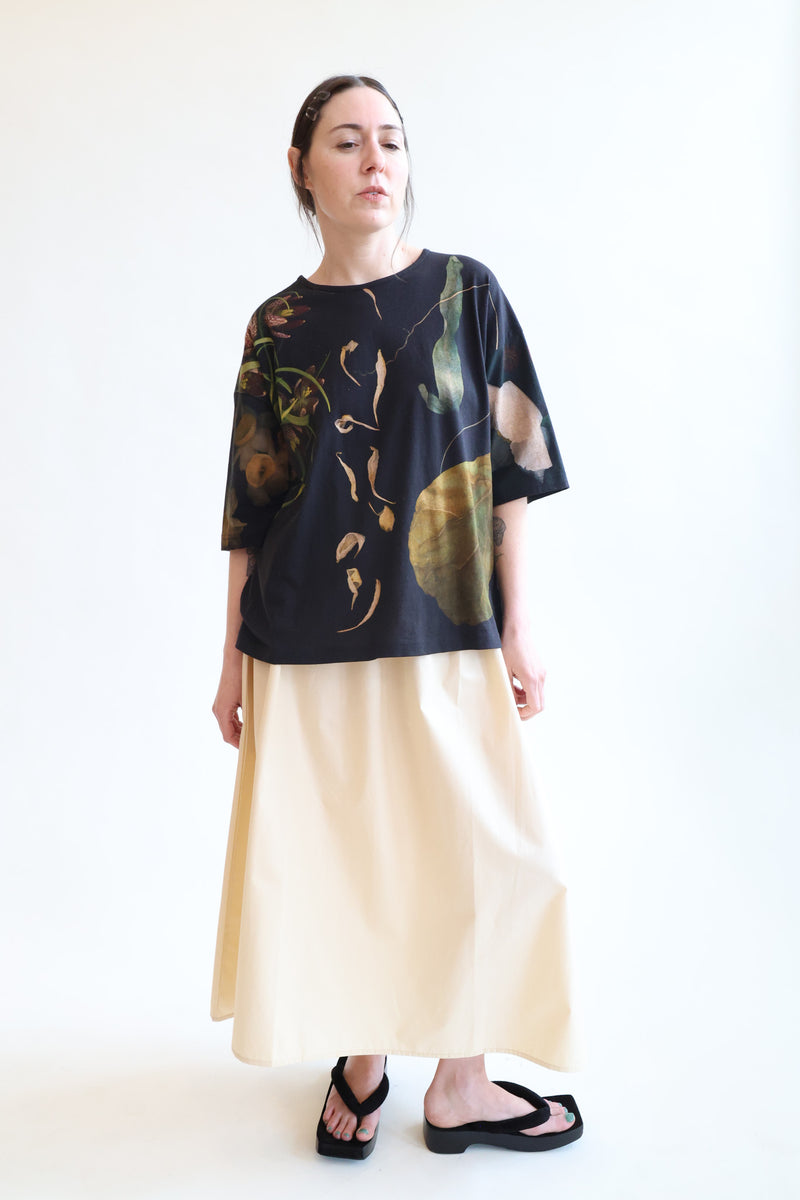 T-Shirt Print C - Big Flowers Black