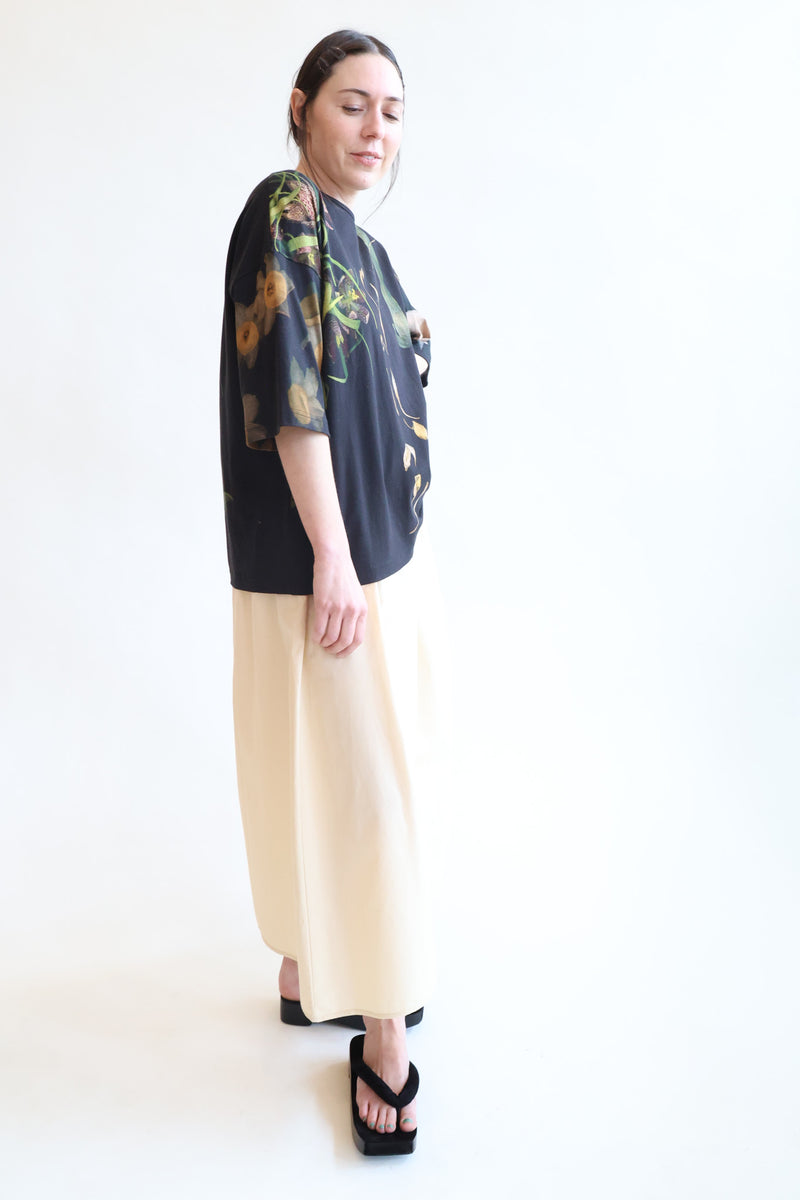 T-Shirt Print C - Big Flowers Black