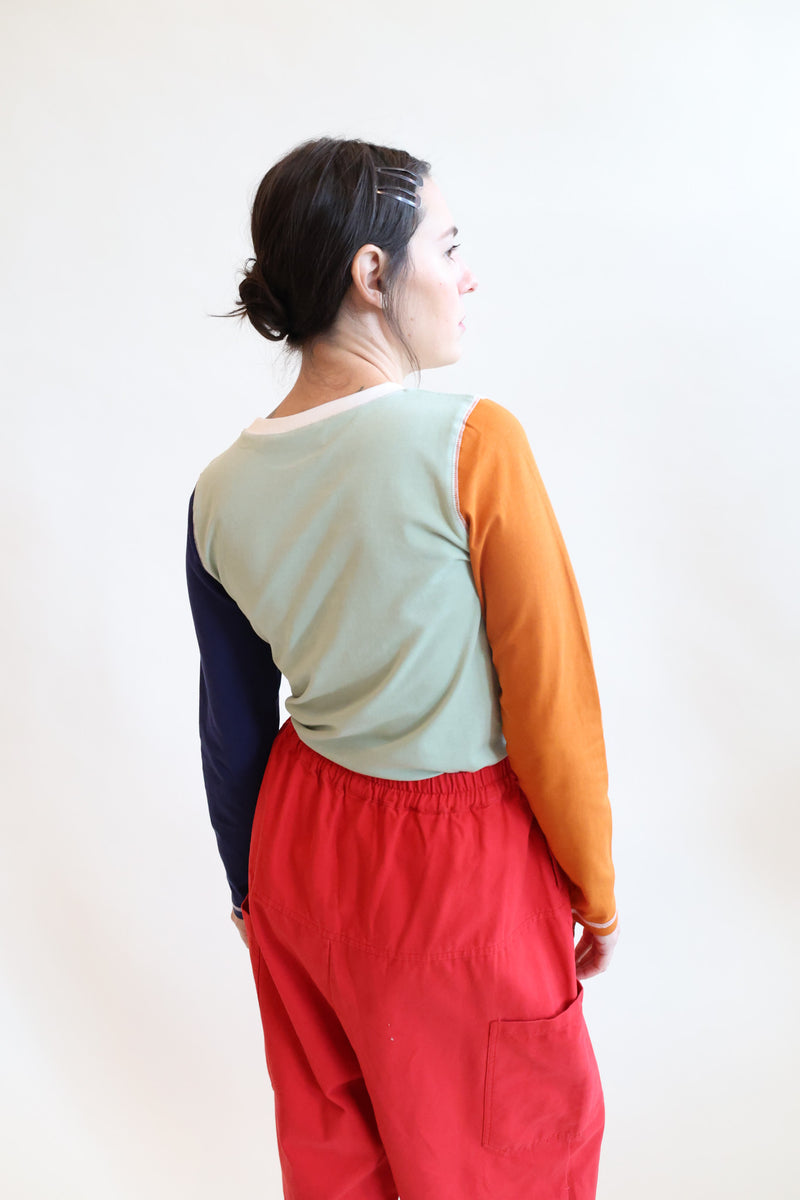 Luca Longsleeve Top Mint Patchwork