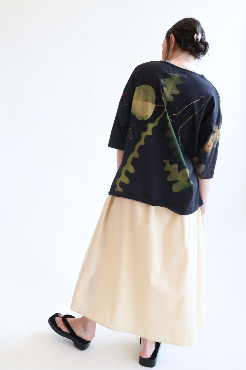 T-Shirt Print C - Big Flowers Black