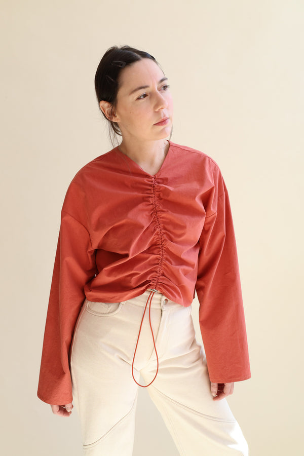 Bungee Gathered Long Sleeve Top Persimmon