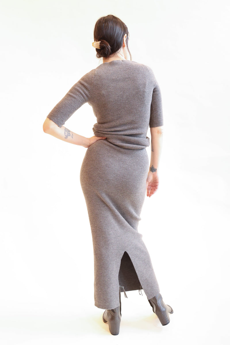 Rib Split Skirt Cinder