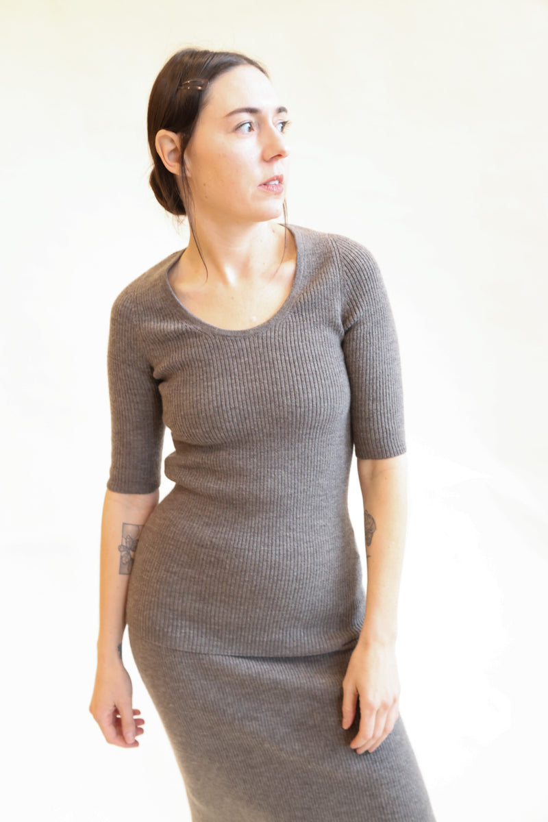 Rib Scoop Neck Cinder