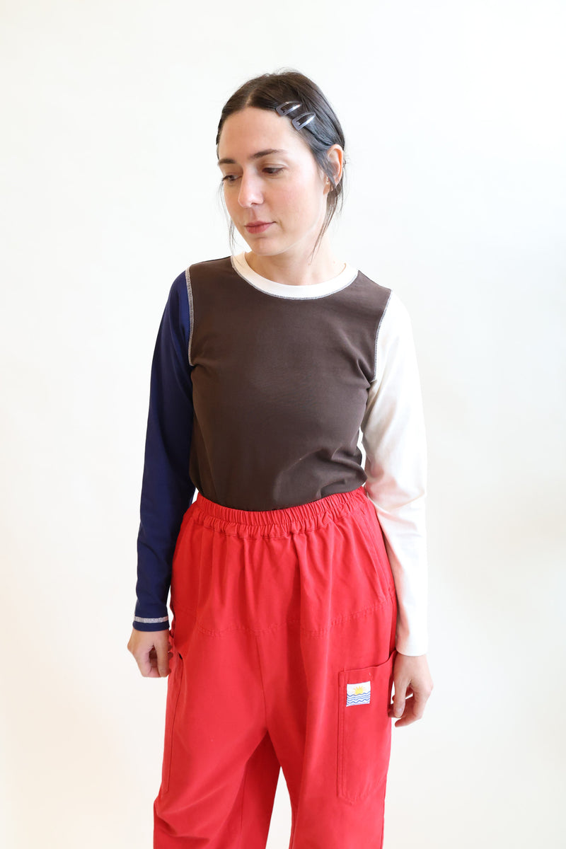 Luca Longsleeve Top Chocolate Patchwork