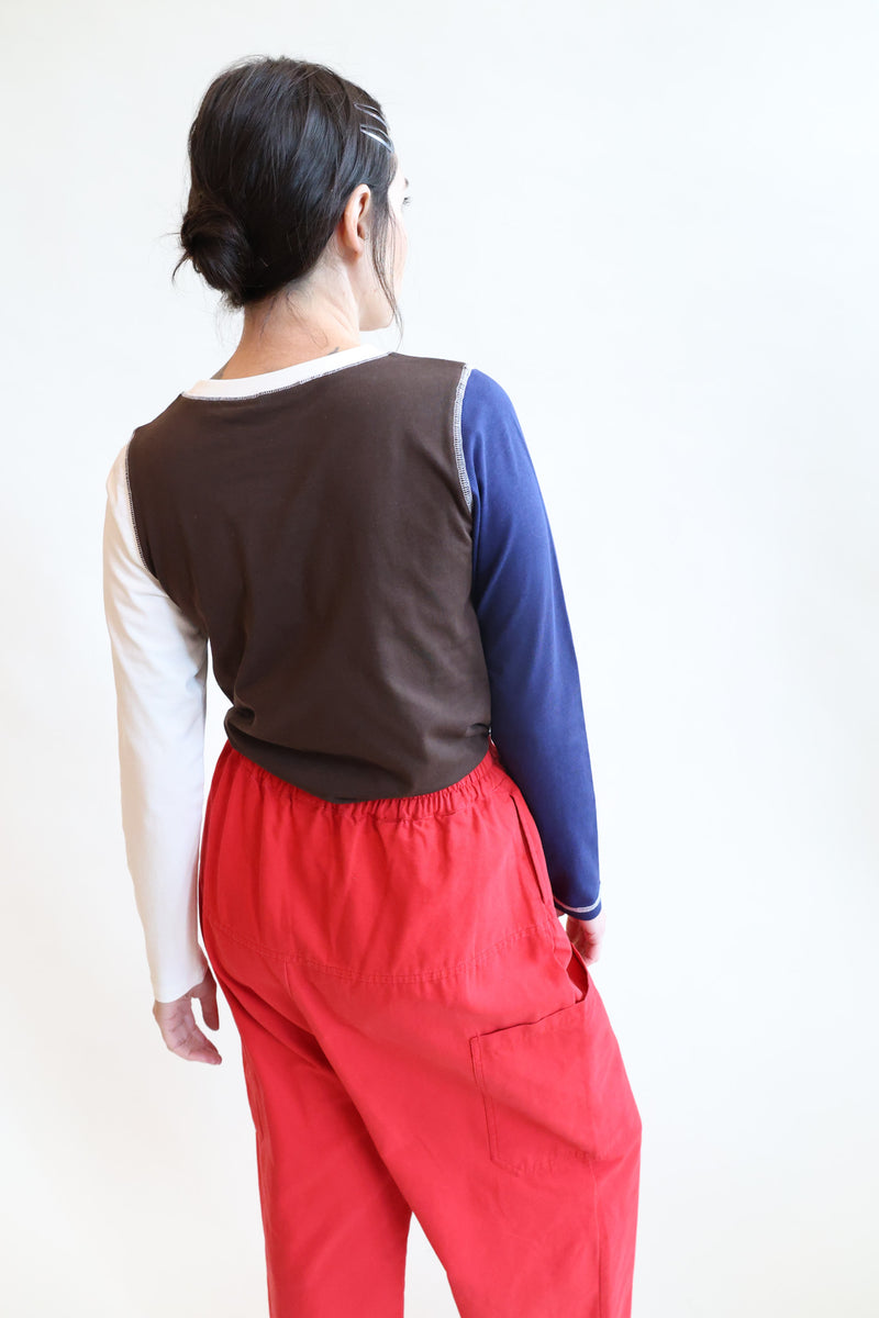 Luca Longsleeve Top Chocolate Patchwork