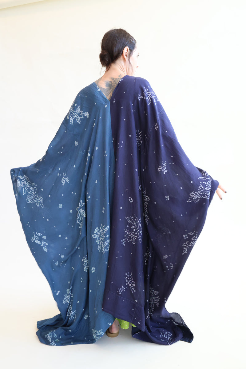 Amber 03 Silk Kaftan Indigo Floral