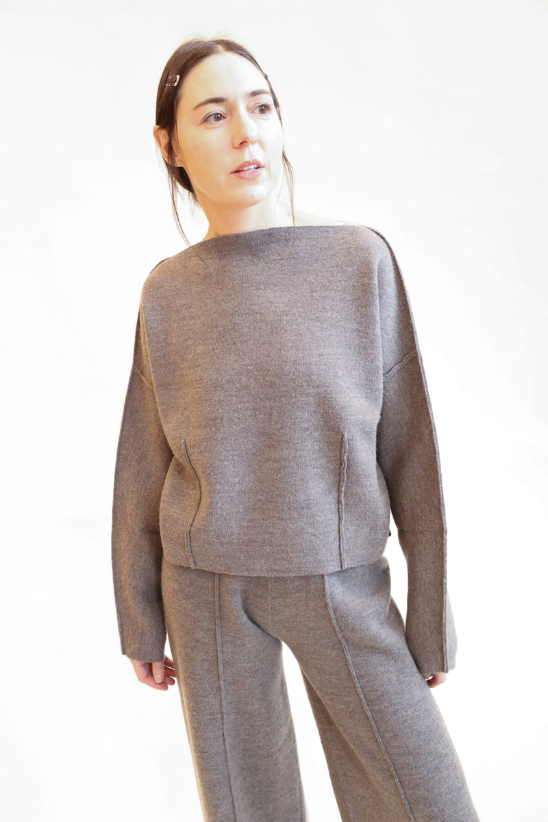 Double Knit Boatneck Cinder