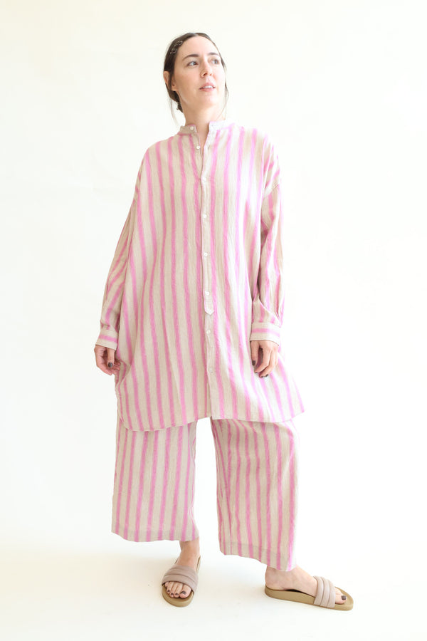 L/C Stripe Shirt Pink x Natural