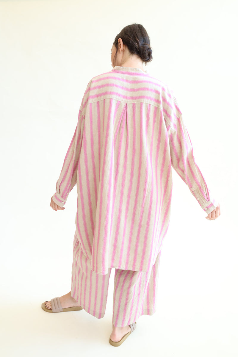 L/C Stripe Shirt Pink x Natural