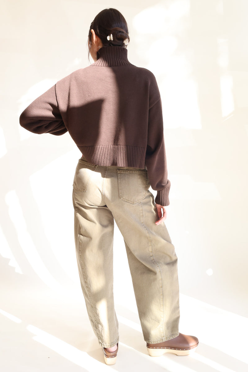 Barrel Denim Pants Mocha