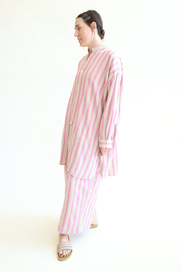 L/C Stripe Shirt Pink x Natural