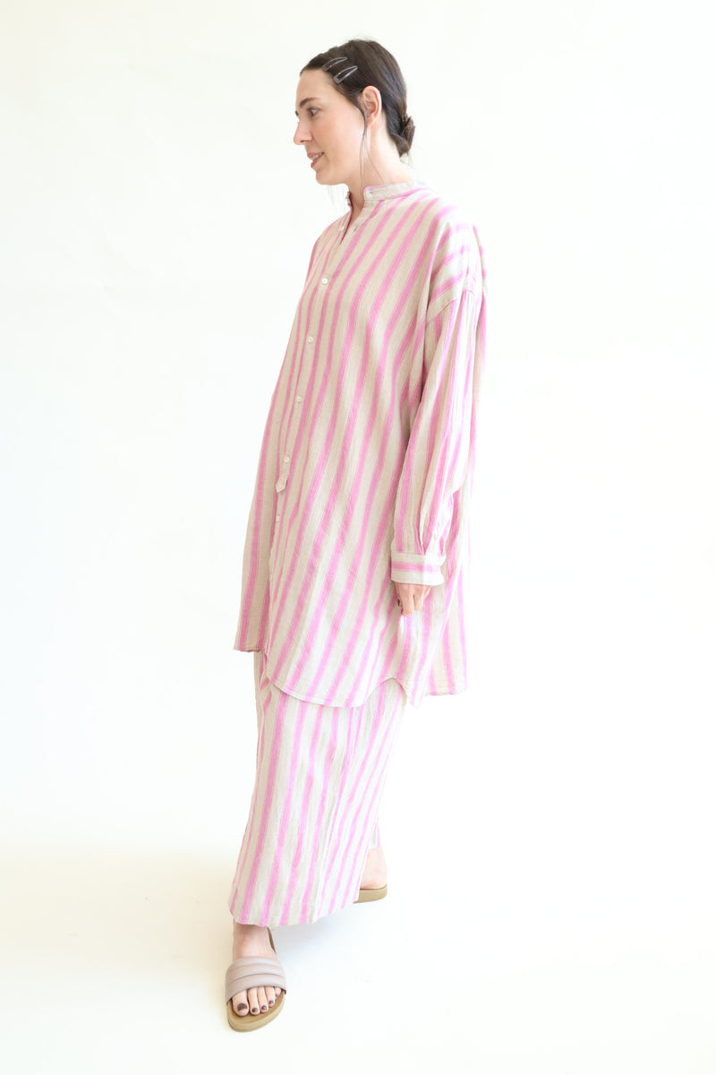 L/C Stripe Shirt Pink x Natural