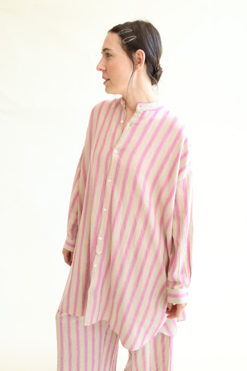 L/C Stripe Shirt Pink x Natural