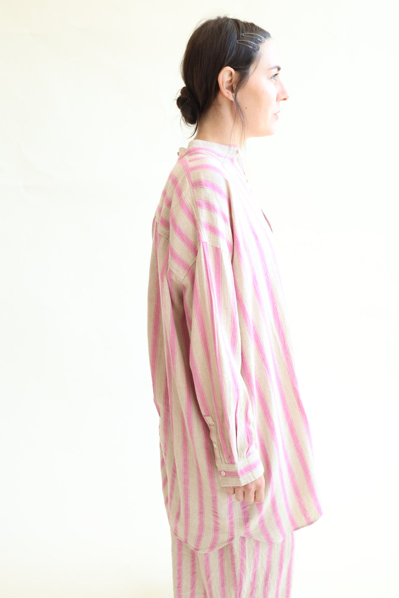 L/C Stripe Shirt Pink x Natural