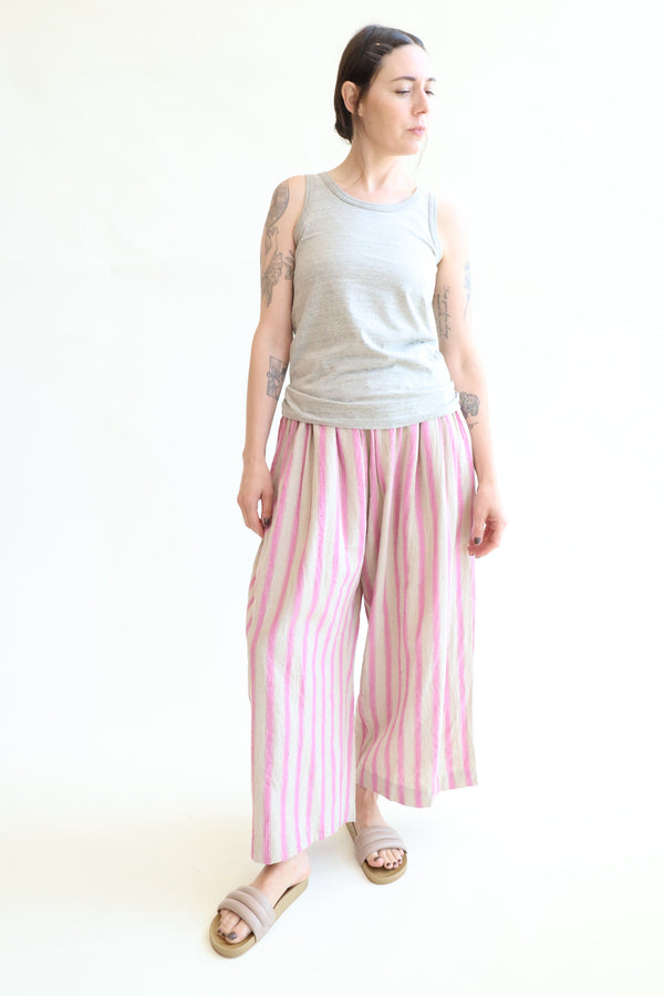 L/C Stripe Pants Pink x Natural