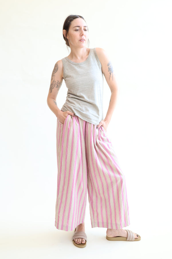 L/C Stripe Pants Pink x Natural