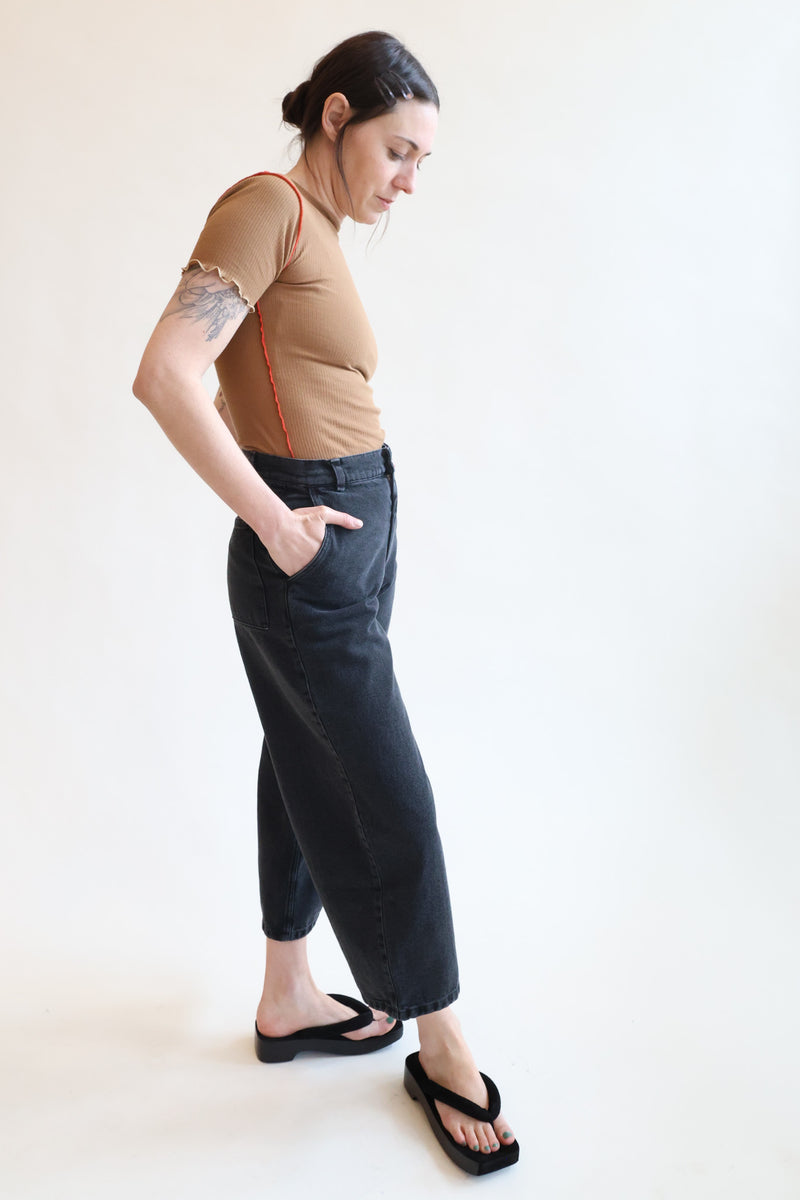 Jeans Wide Leg Black Stone Wash