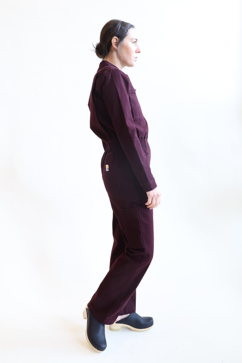 Danny Stretch Canvas Boilersuit Plum