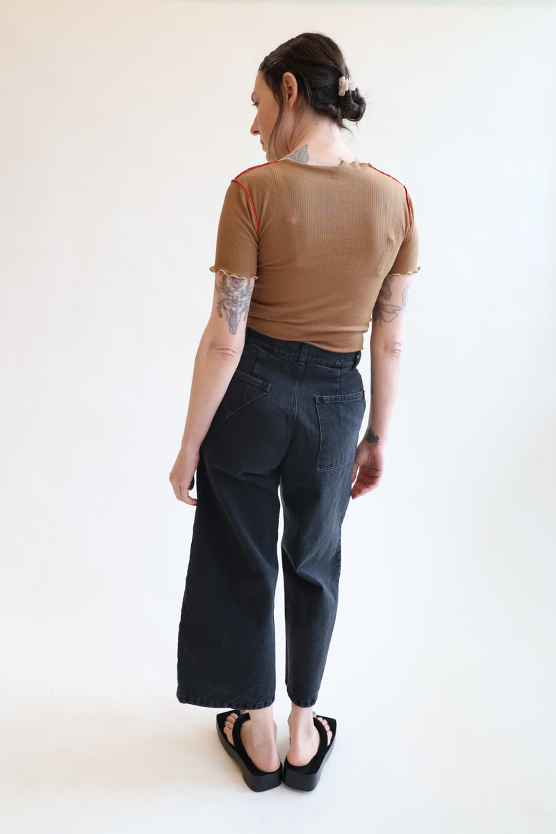 Jeans Wide Leg Black Stone Wash