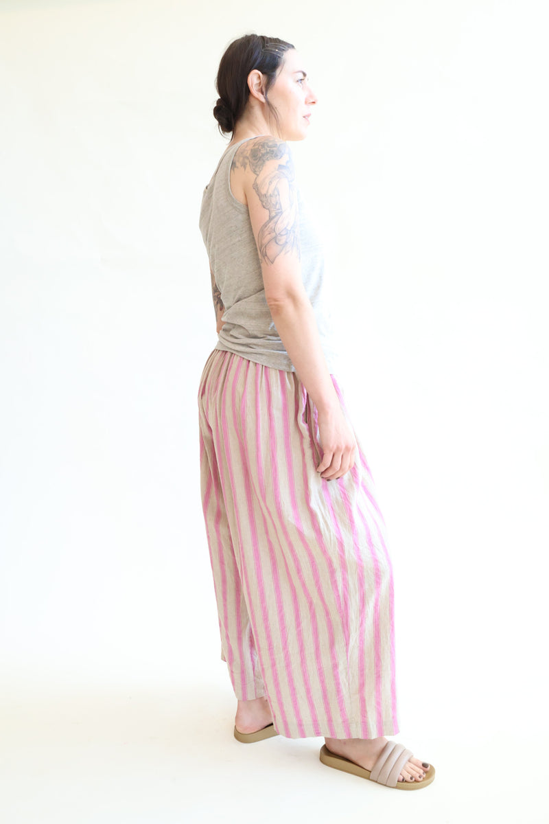 L/C Stripe Pants Pink x Natural
