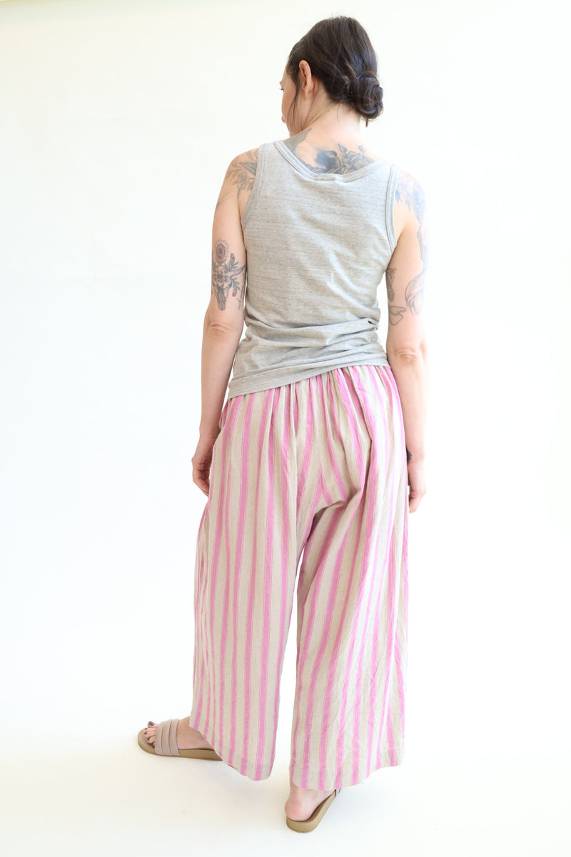 L/C Stripe Pants Pink x Natural