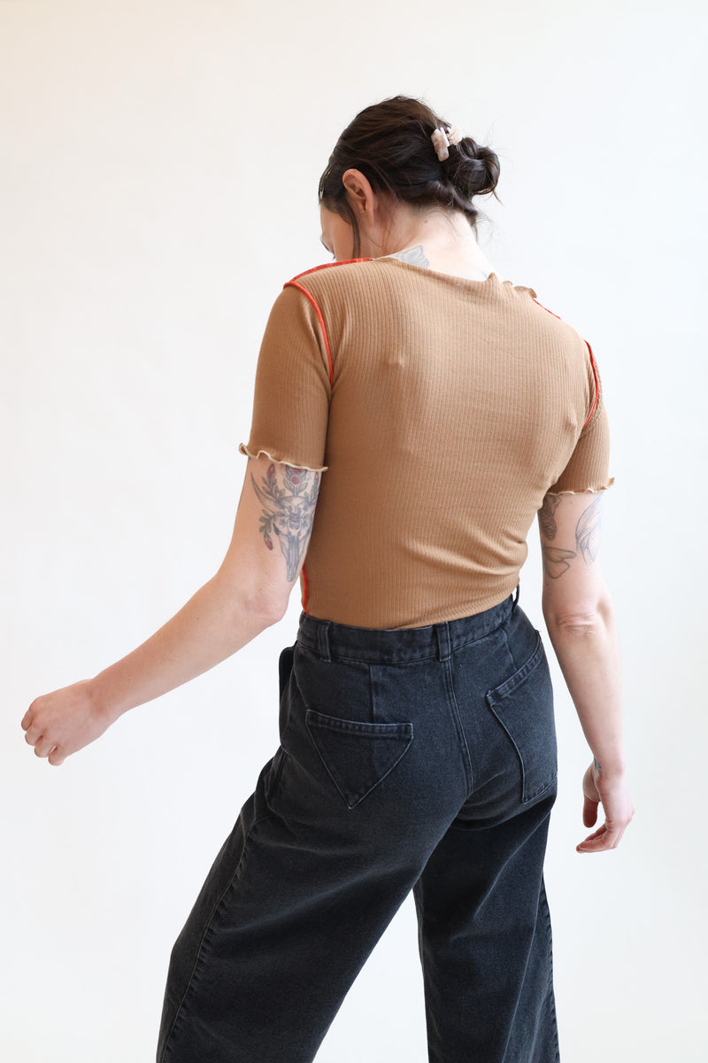 Vein Tee Shirt Alamillo Brown and Red