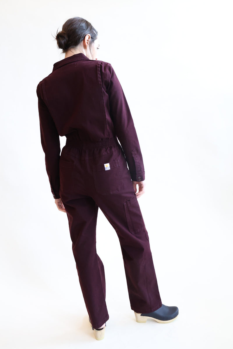 Danny Stretch Canvas Boilersuit Plum