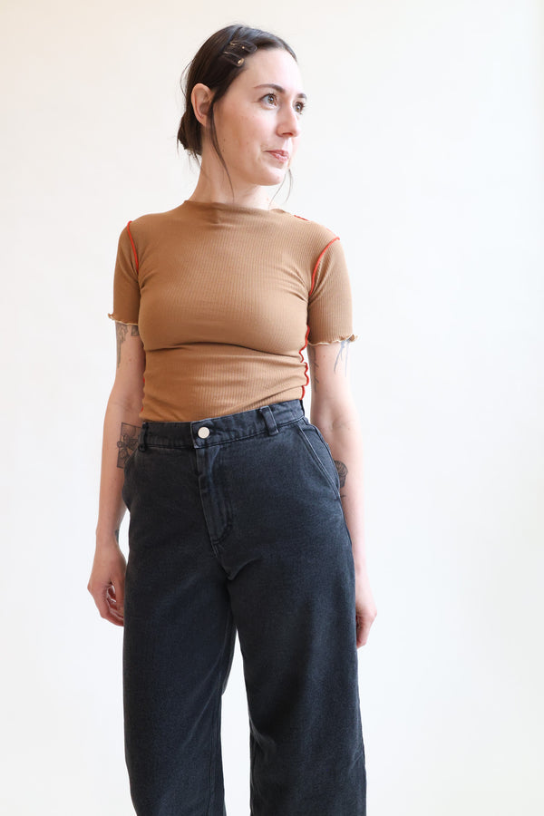 Vein Tee Shirt Alamillo Brown and Red