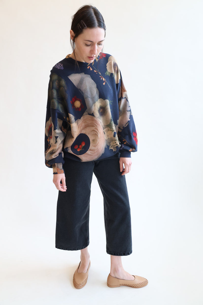 Sweatshirt Print X - Flower Bouquet Navy
