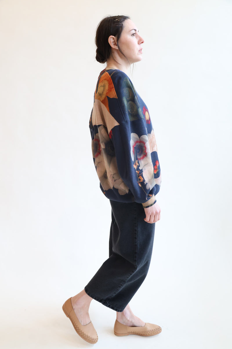 Sweatshirt Print X - Flower Bouquet Navy