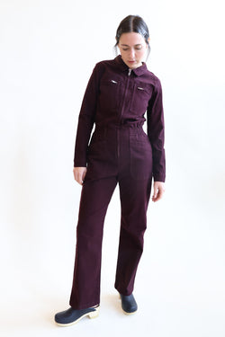 Danny Stretch Canvas Boilersuit Plum