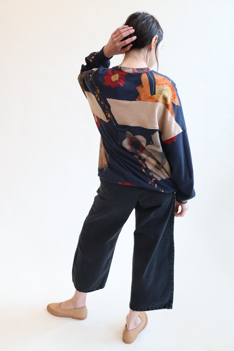 Sweatshirt Print X - Flower Bouquet Navy