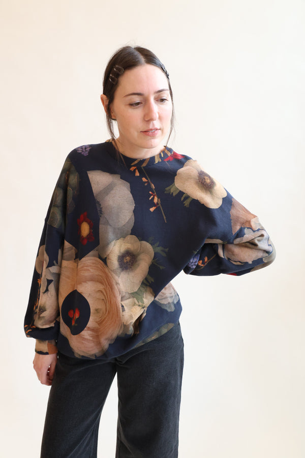 Sweatshirt Print X - Flower Bouquet Navy