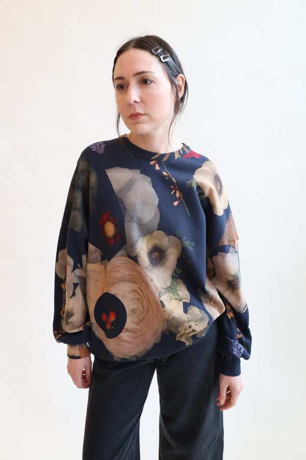 Sweatshirt Print X - Flower Bouquet Navy