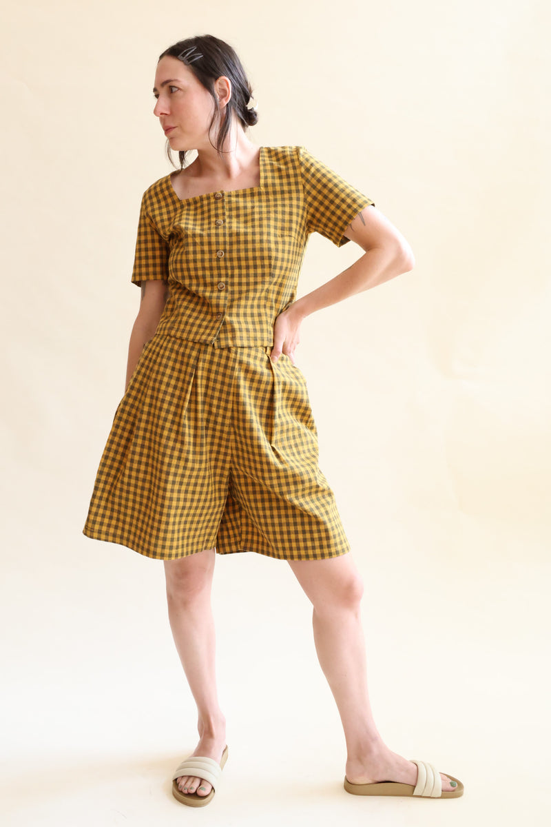 Sanne Short Toffee Gingham