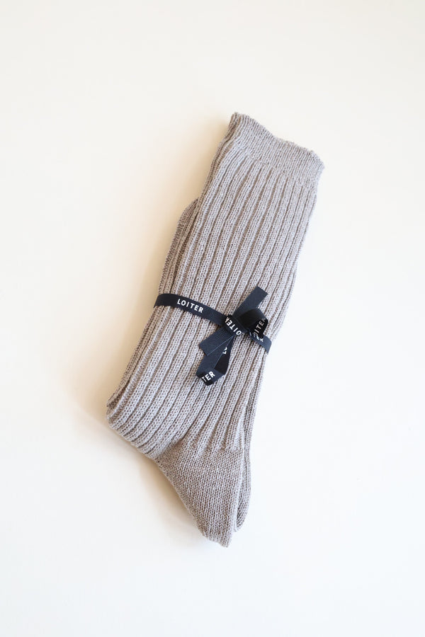 Linen Rib Socks Gray