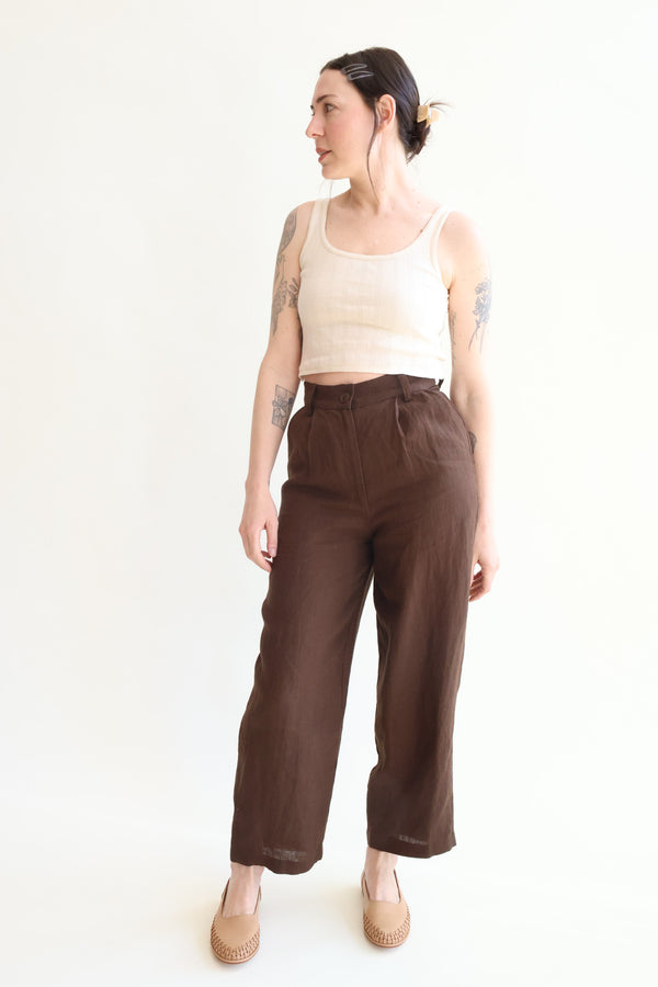 Luca Pleated Trouser Walnut
