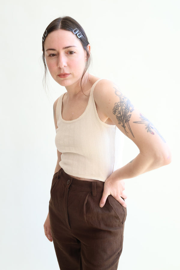 Crop Pointelle Scoop Tank Natural