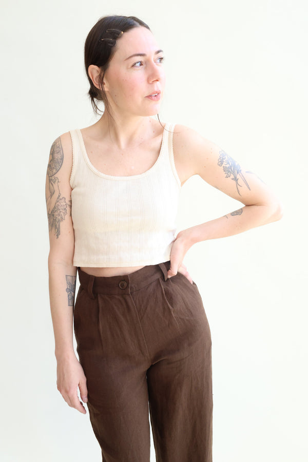 Crop Pointelle Scoop Tank Natural