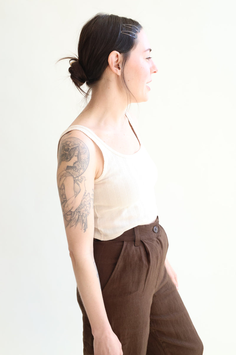 Crop Pointelle Scoop Tank Natural