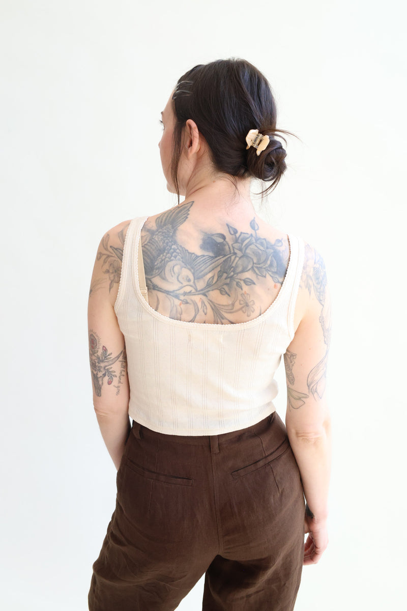 Crop Pointelle Scoop Tank Natural