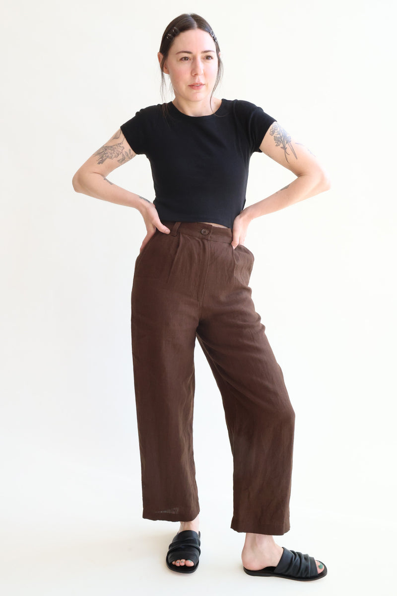Crop Pointelle Tee Black
