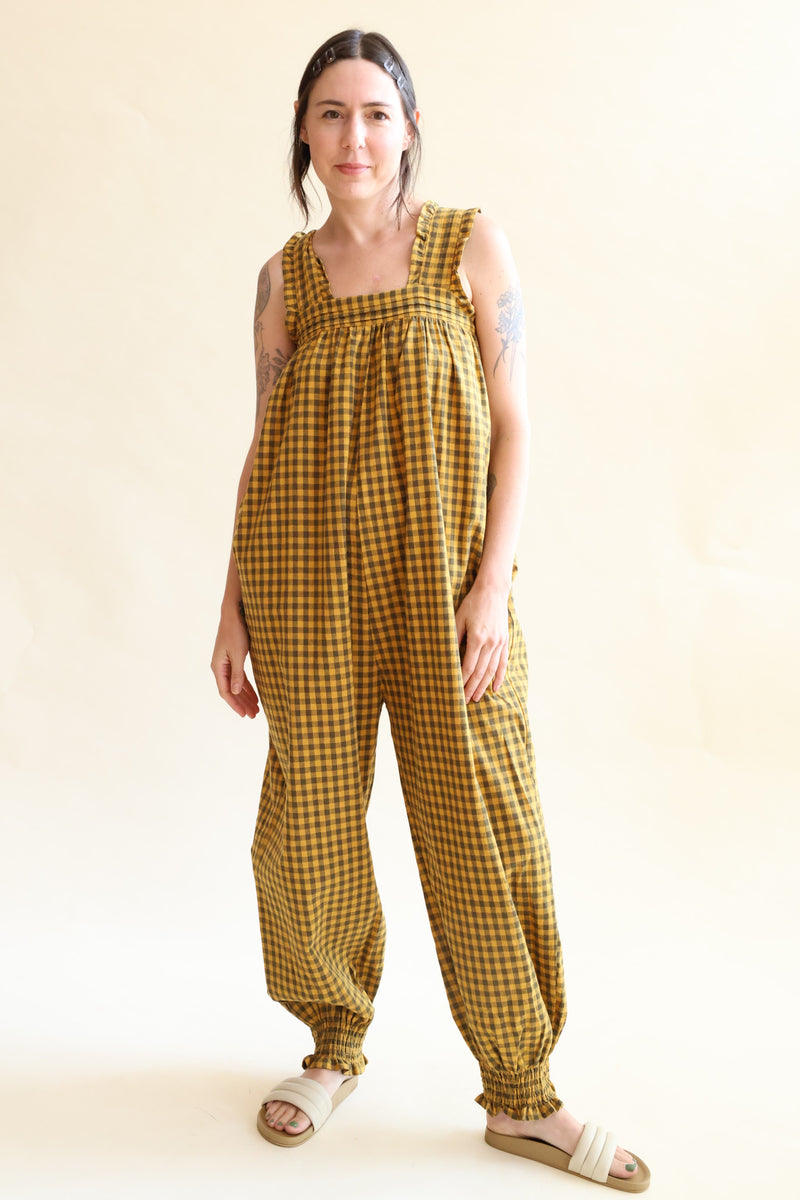 Linum Jumpsuit Toffee Gingham