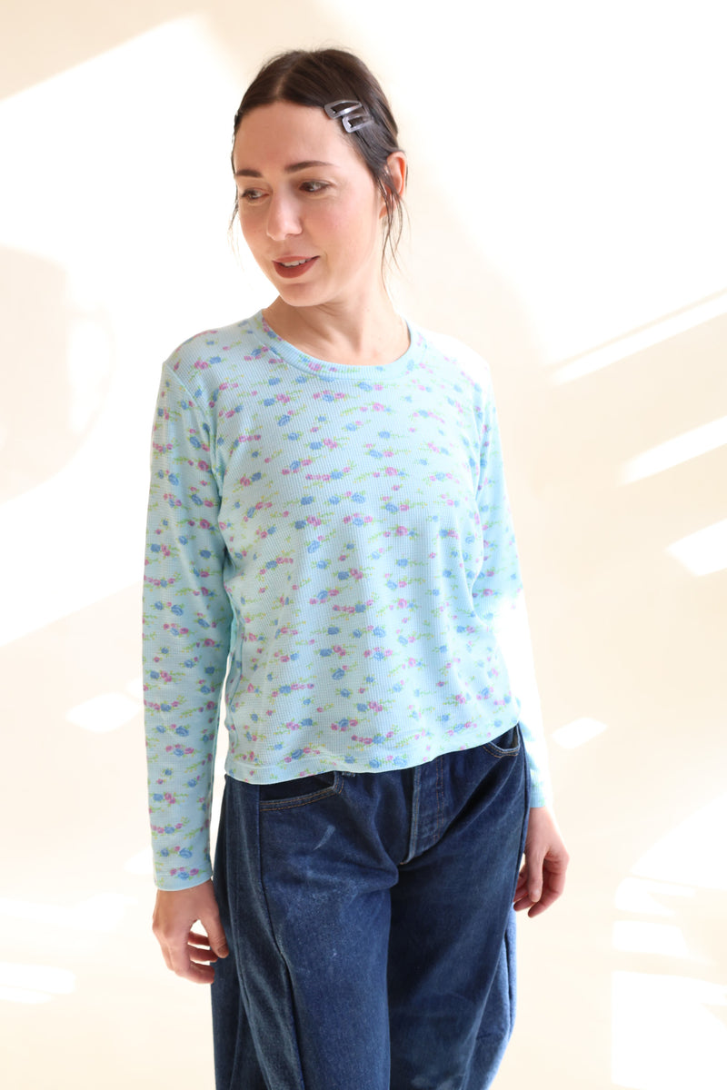 Long Sleeve Perfect Tee Blue Floral