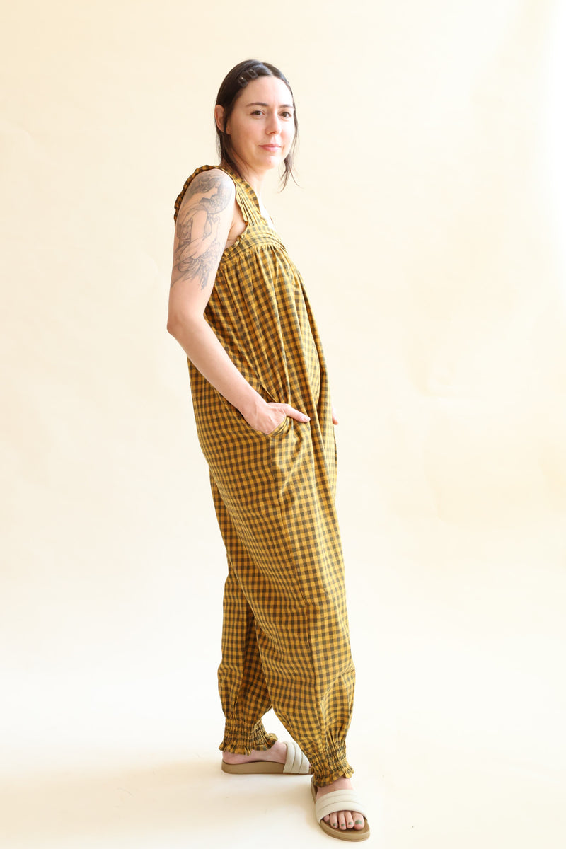 Linum Jumpsuit Toffee Gingham