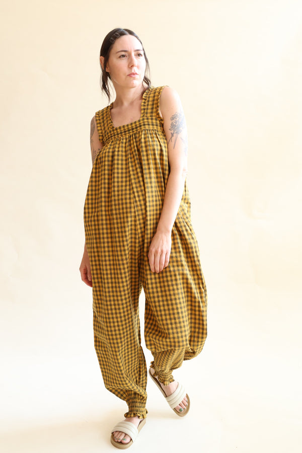 Linum Jumpsuit Toffee Gingham