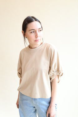 Twisted Sleeve Top Biscotti