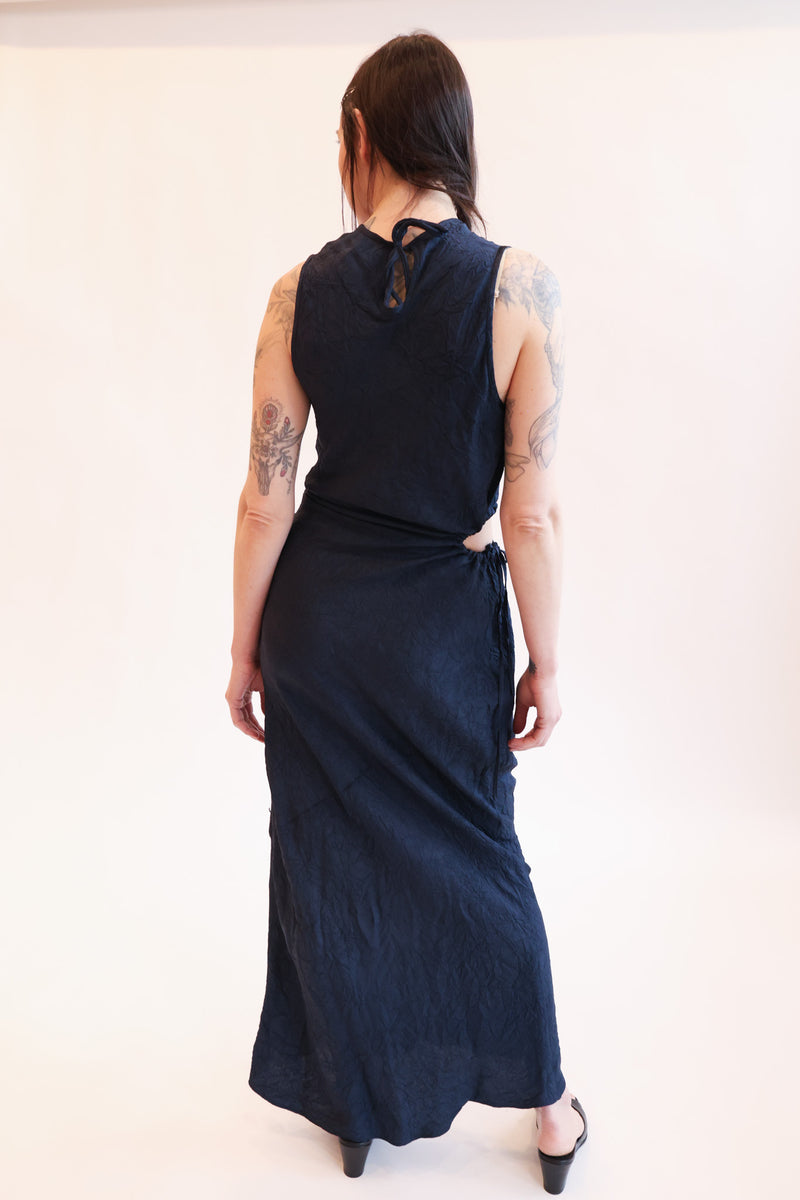 Gathered Cutout Maxi Dress Midnight – Rhoan