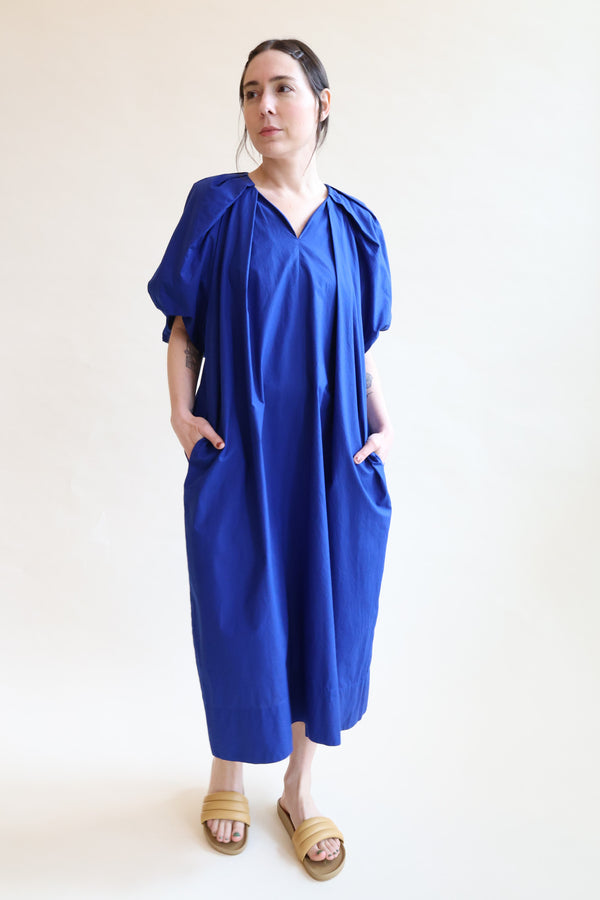 Tucked Cocoon Dress Blue