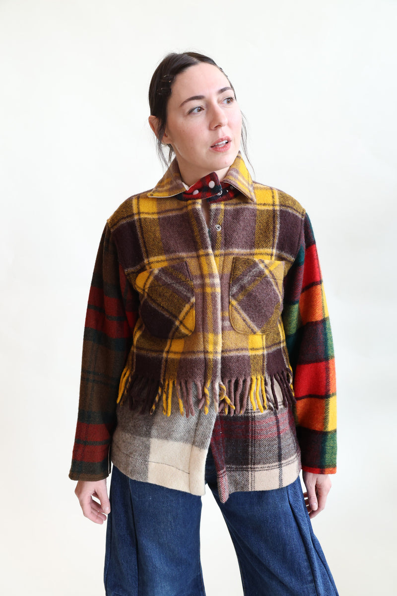 Fringe Plaid Ardmore Jacket OOAK